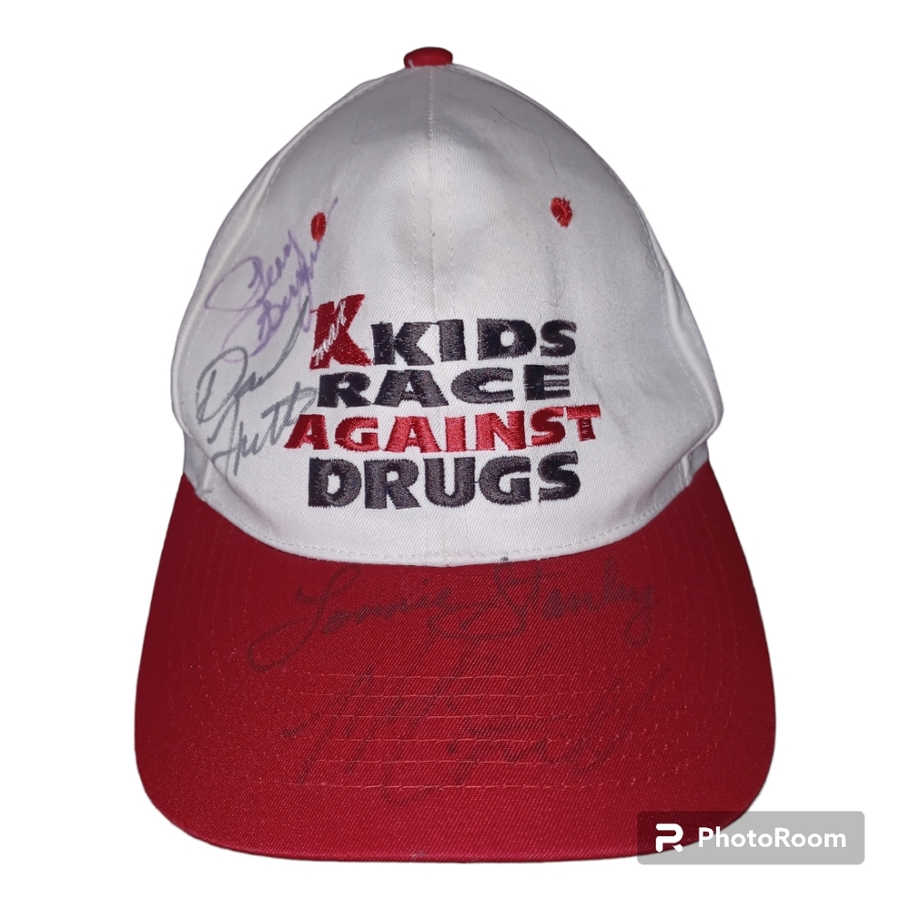 KMart Kids Race Against Drugs Hat Signed By Fishing People Lonnie Stanley